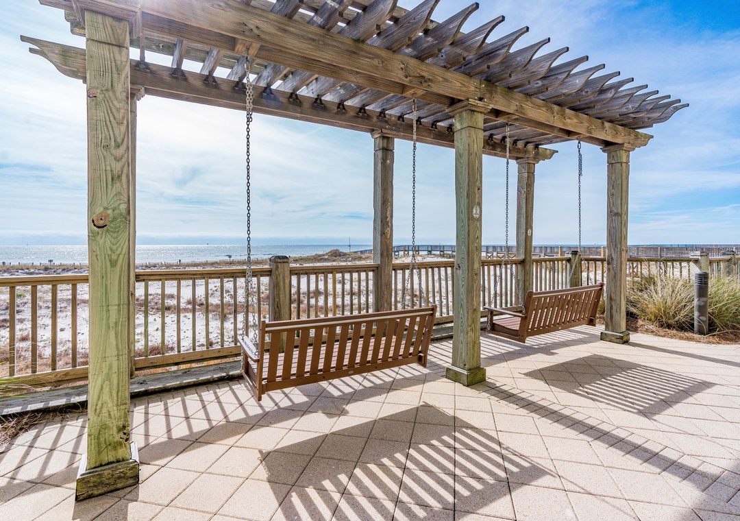 Swings with beach views