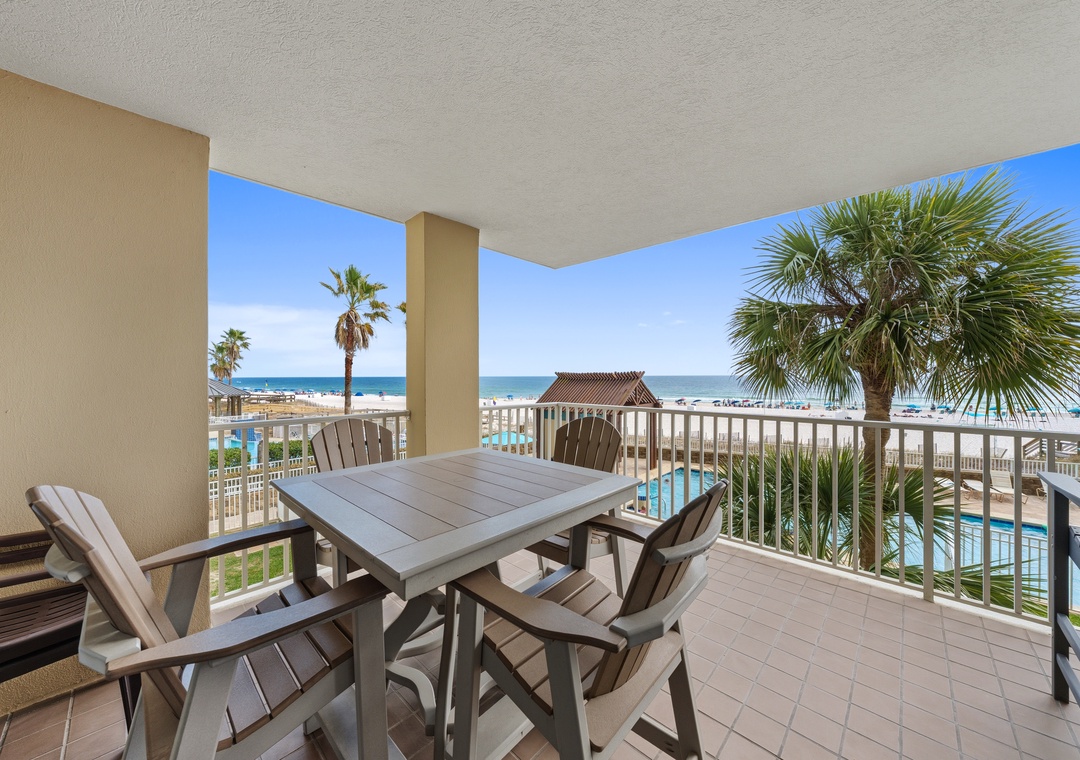 Enjoy a meal on the balcony