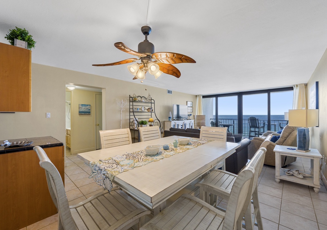 Dining table with seating for six