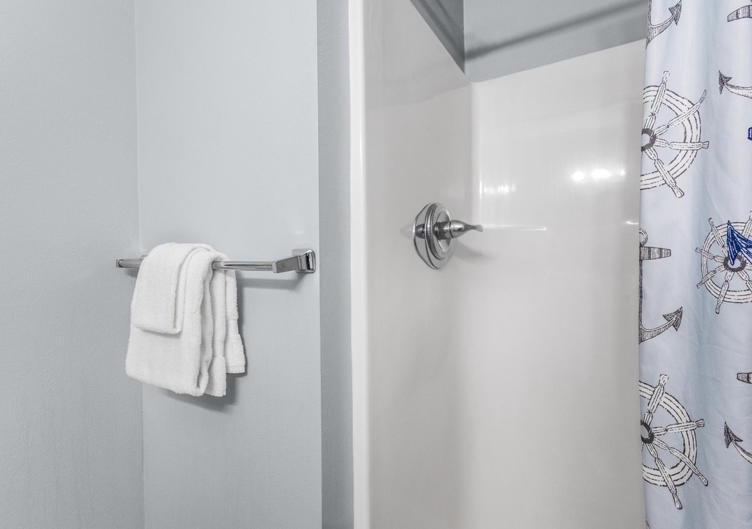Walk-in shower in the guest bathroom