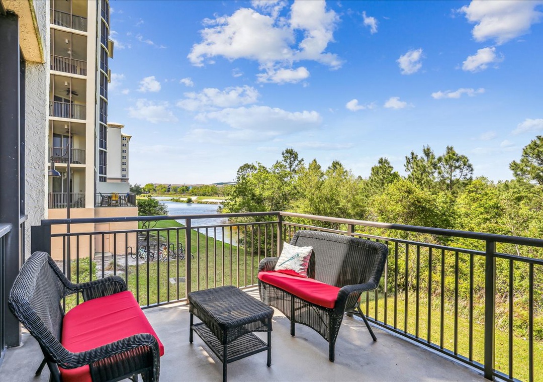 Uncovered patio with water views