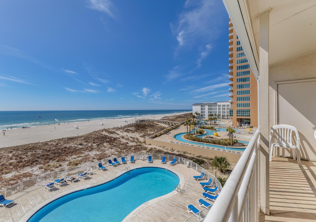 Gulf and pool views from the private balcony