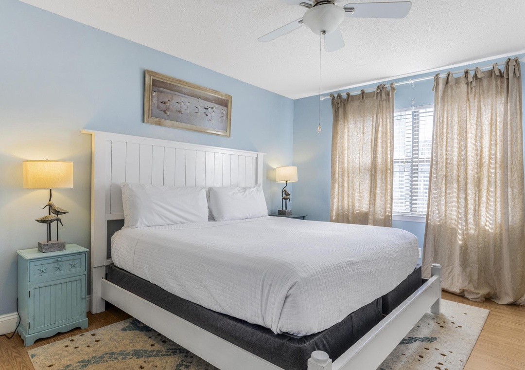 Primary bedroom with king bed