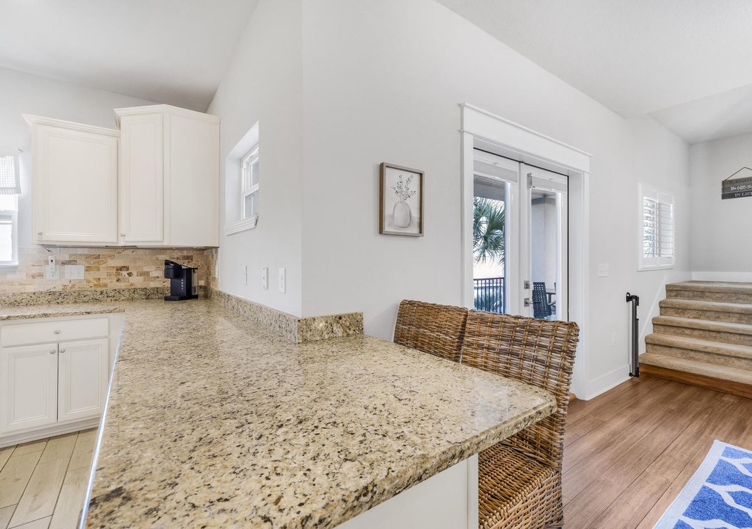 Eat-in kitchen bar seating for two