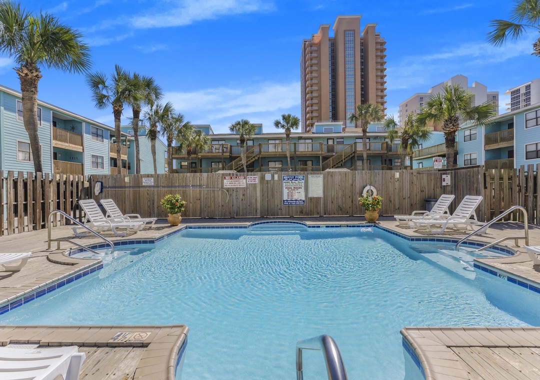 One of two community pools