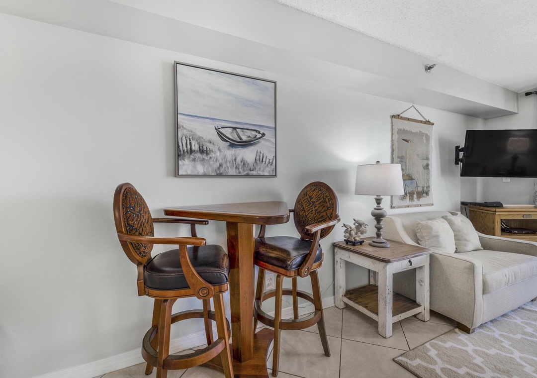 Seating for two at the high top table