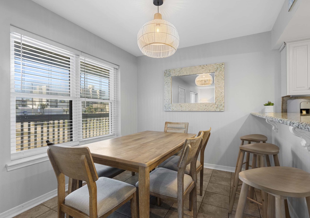 Dining table with seating for six