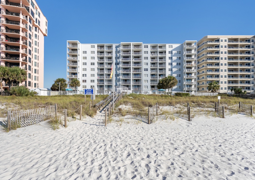 Sunswept building from the beach