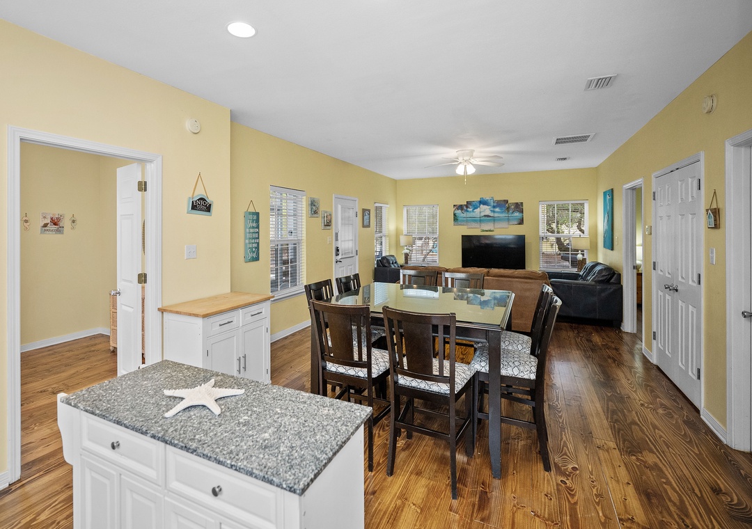 Seating for eight at the dining table