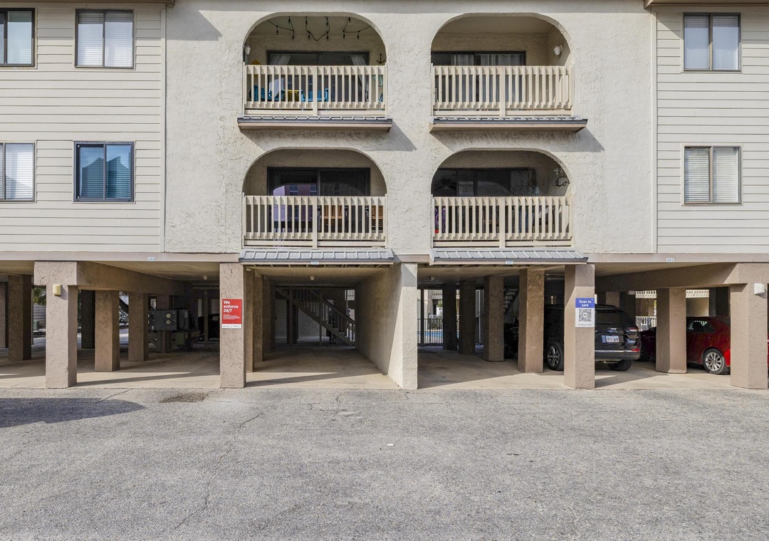 Dedicated covered parking space