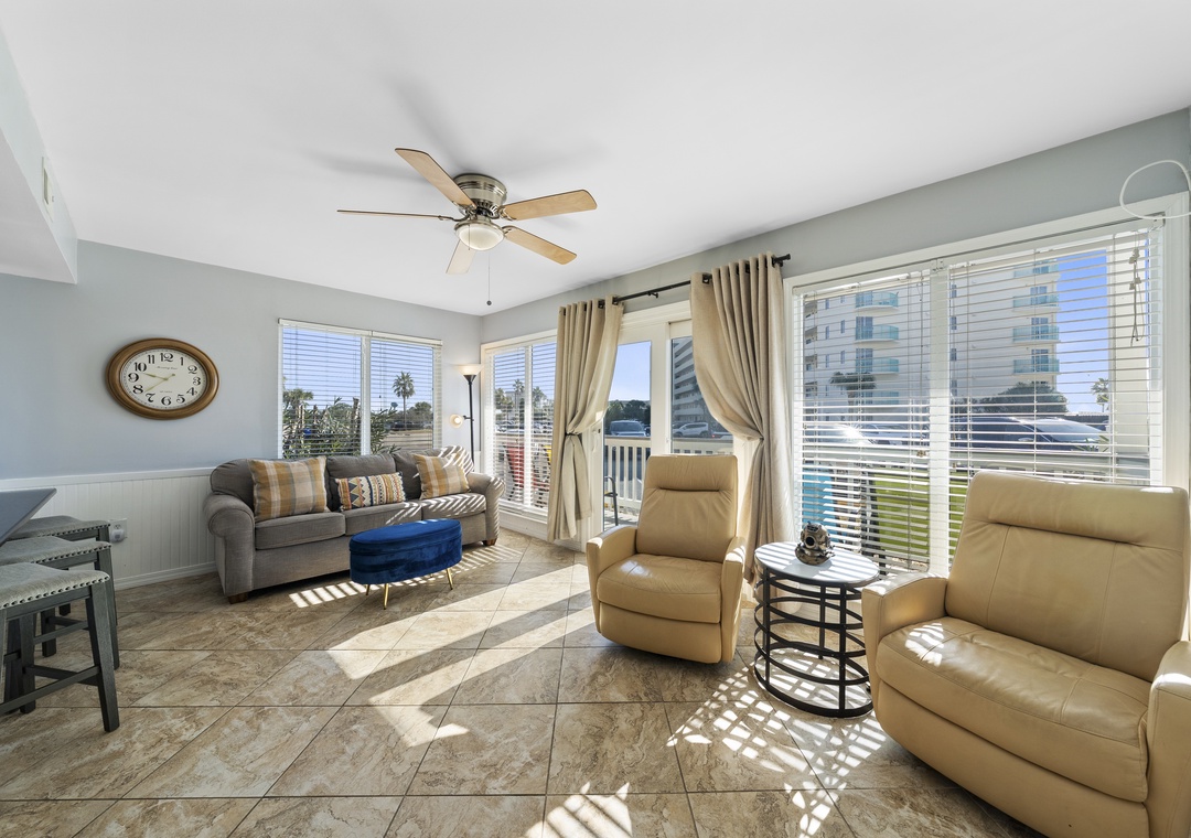 Living room with tons of natural light