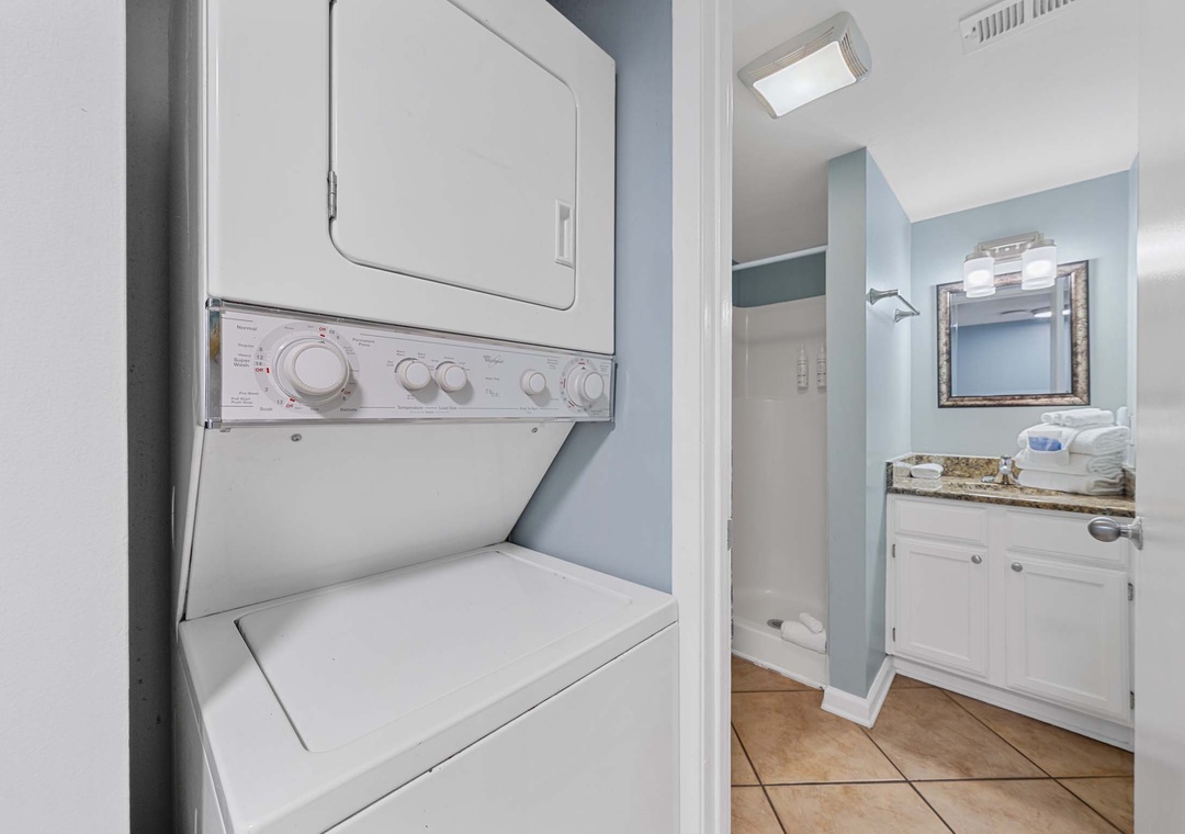 In-unit laundry off of the downstairs bathroom