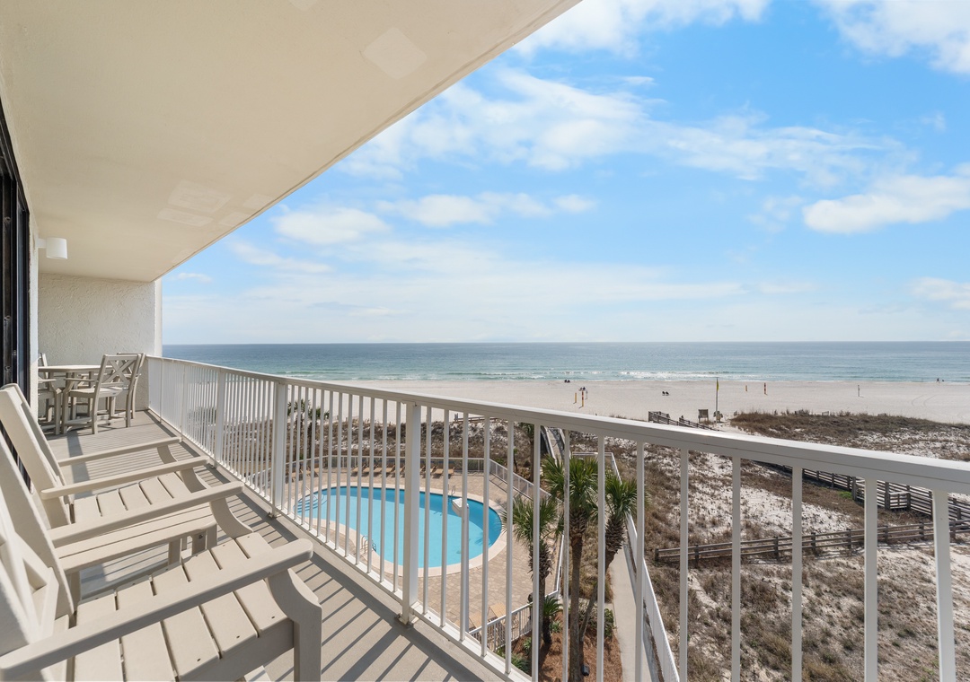 Enjoy the beach views from the balcony