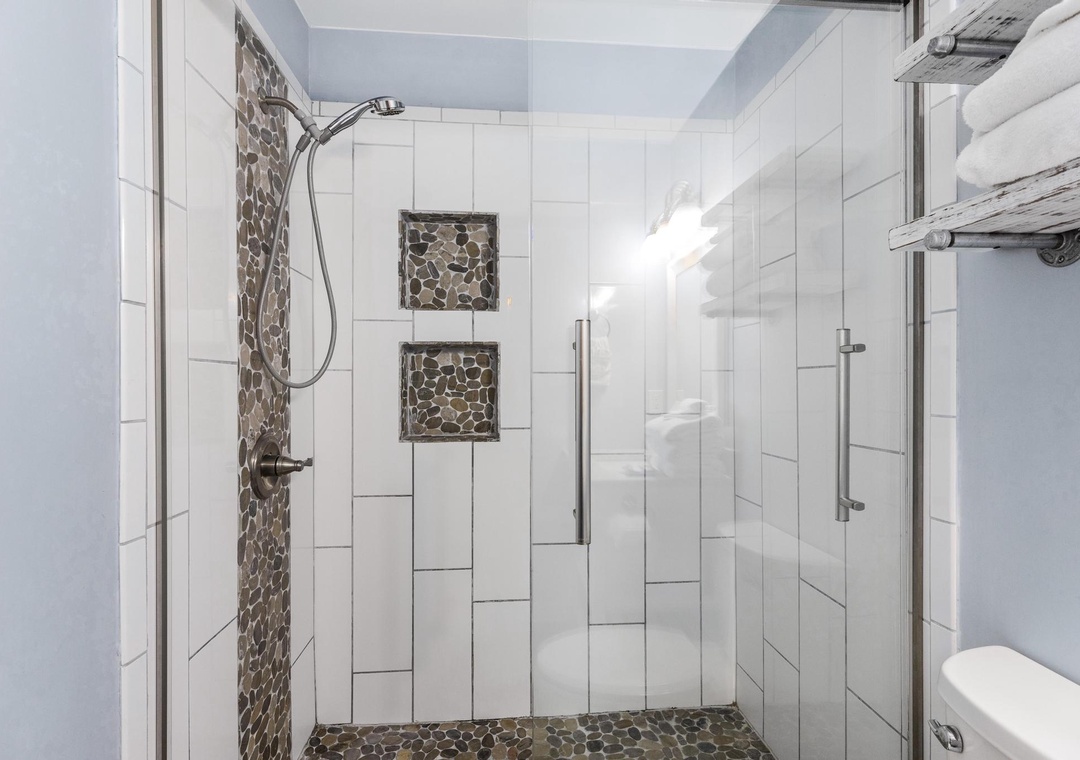 Tiled walk-in shower