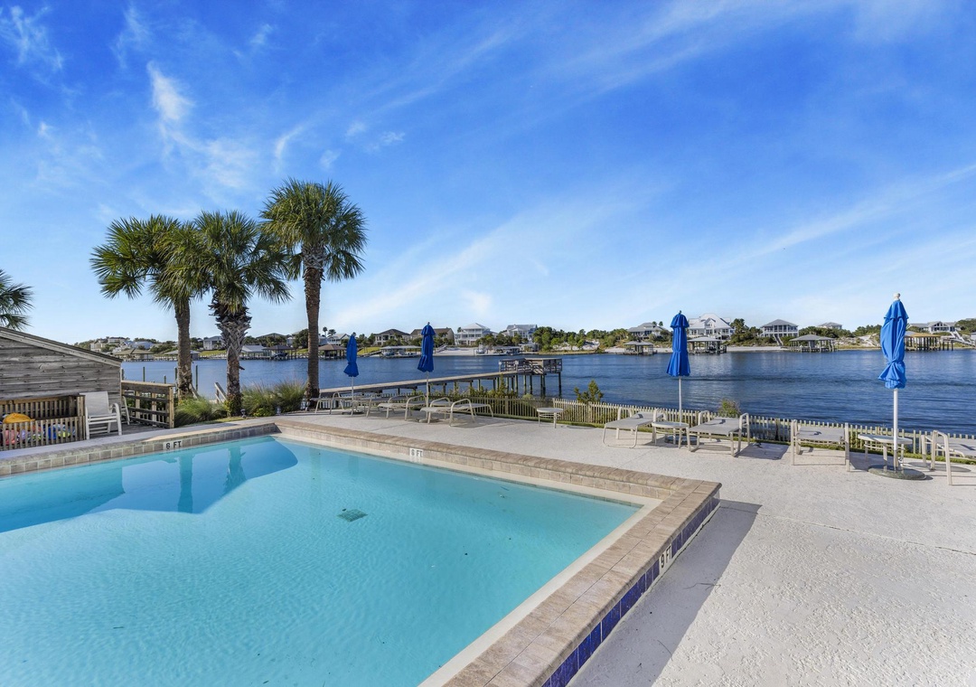 Watch the boats go by from the pool