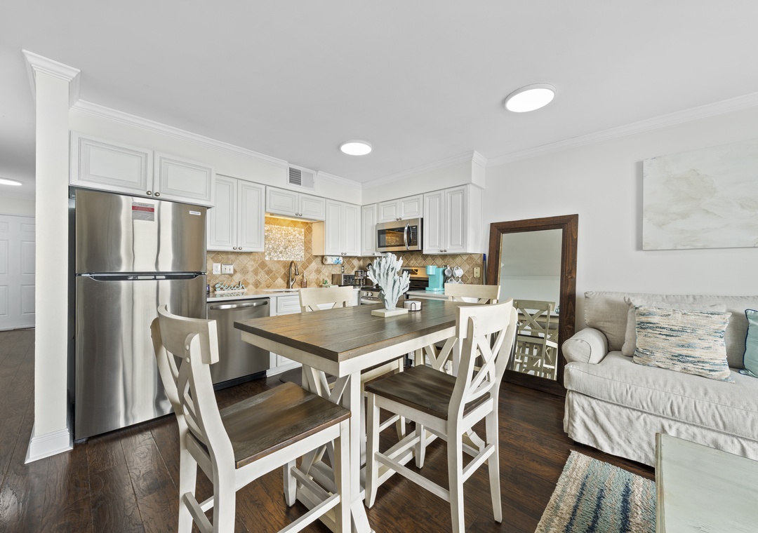 Seating for four at the dining table