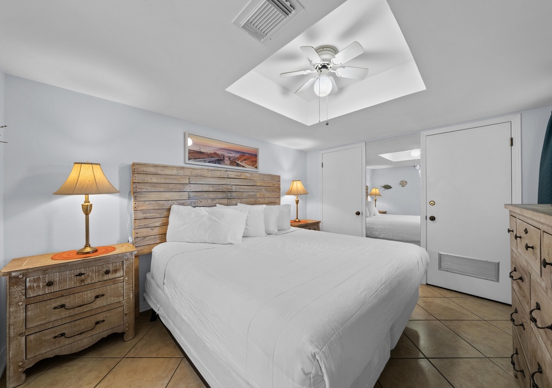 Primary bedroom with king bed