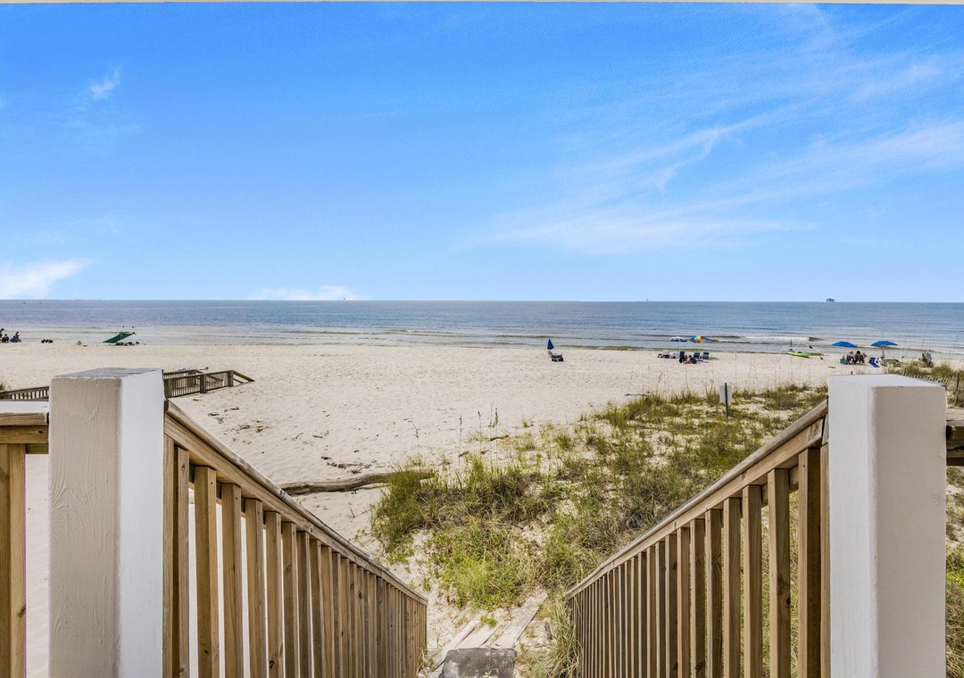 Head straight to the beach from the deck!