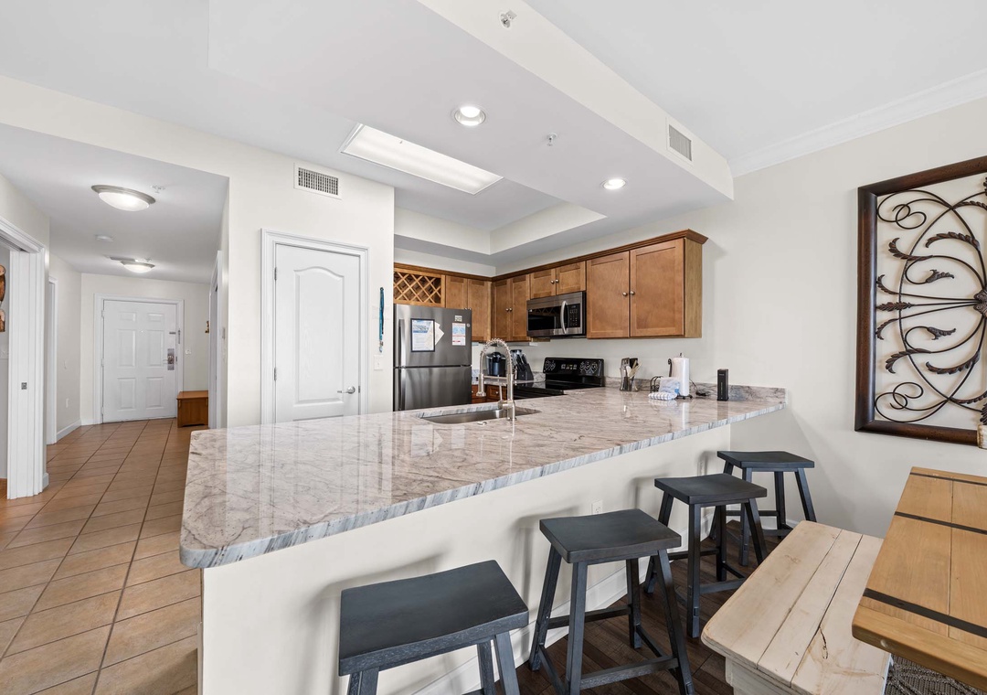 Eat-in kitchen bar seating for four