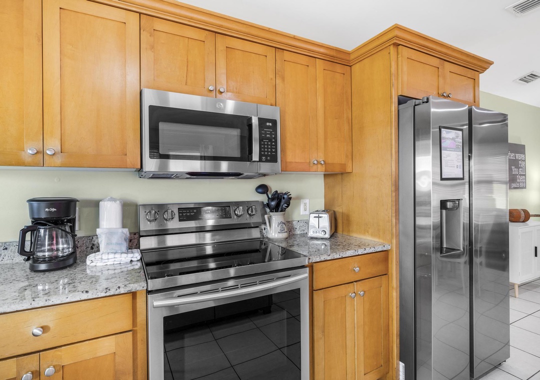 Stainless steel appliances in the kitchen