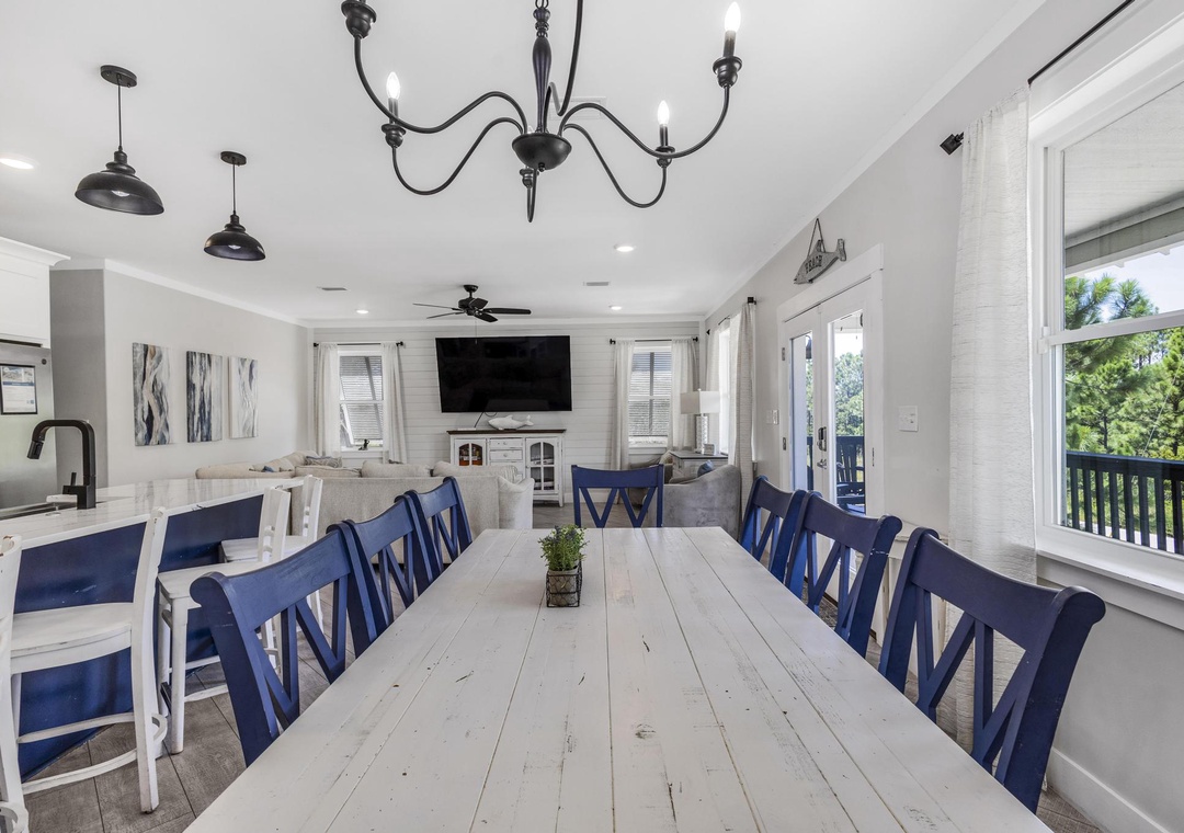Dining table with a view of the TV