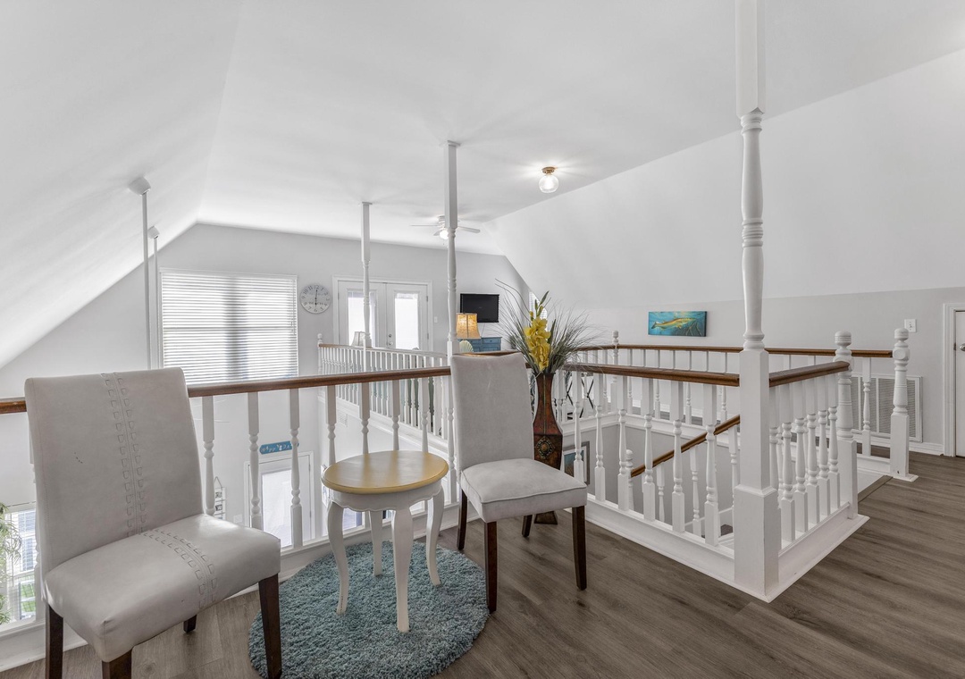 Second floor loft seating area