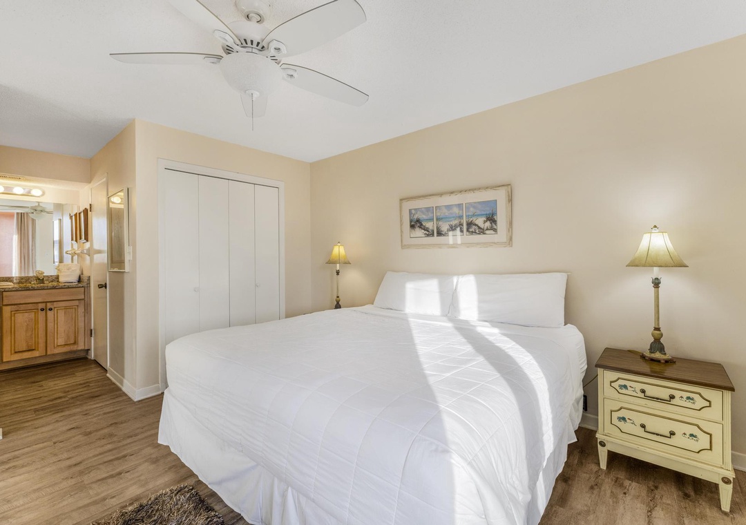 Primary bedroom with king bed