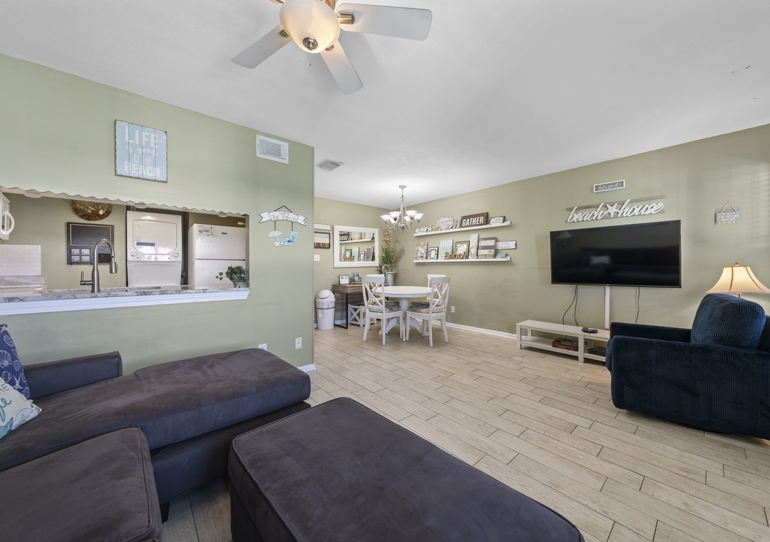 Enjoy a movie on the large flat-screen TV