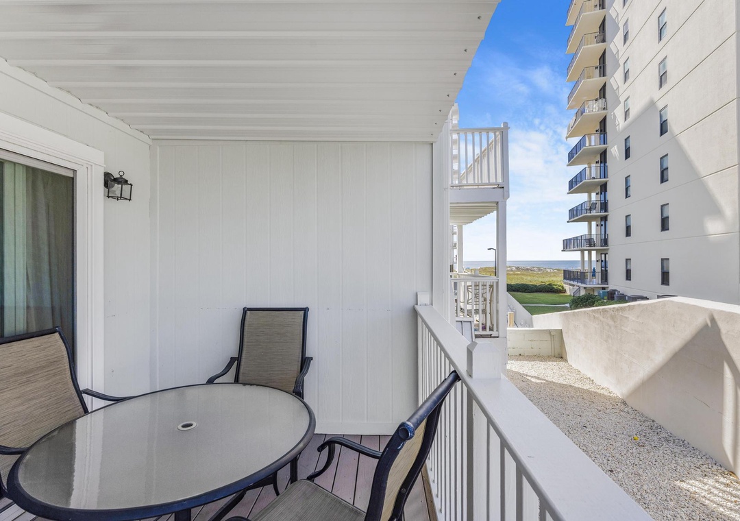 Enjoy a meal on the balcony