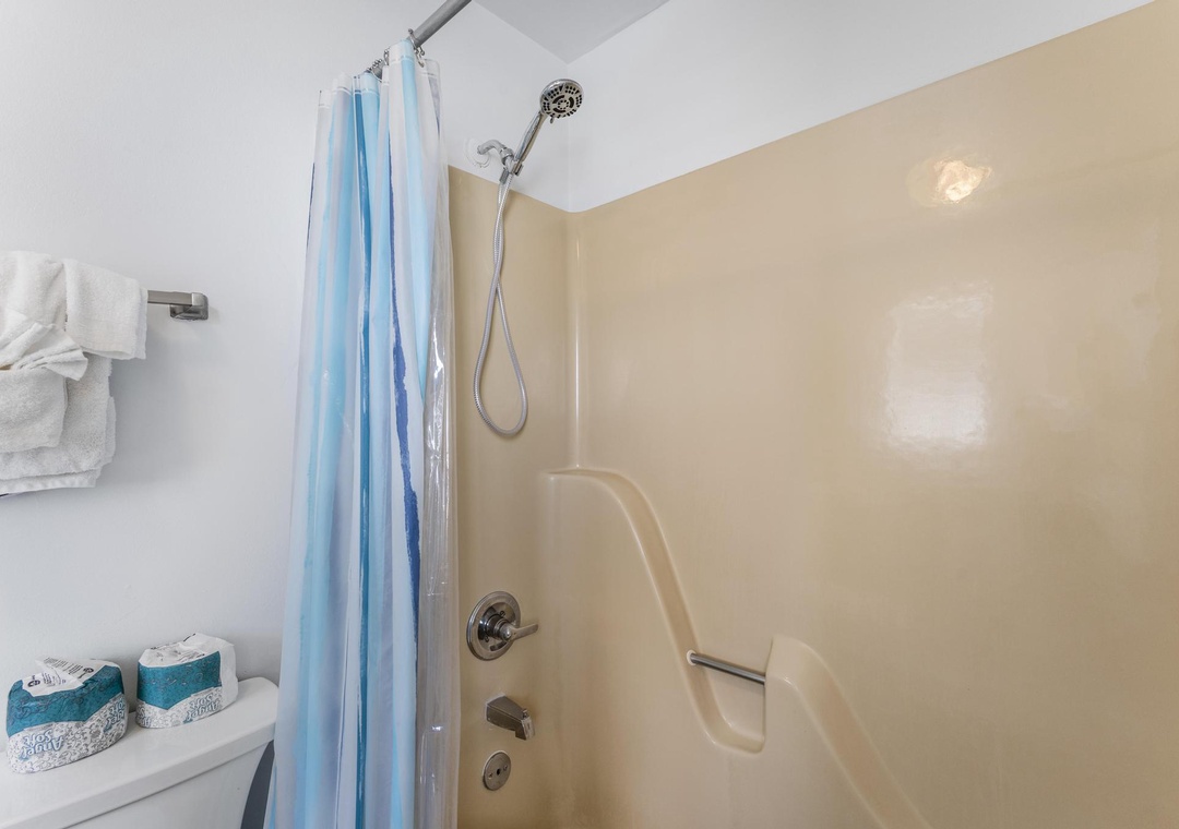 Primary bathroom with shower/tub combo