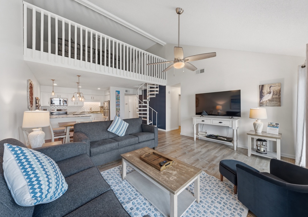 Relax with a movie on the flat-screen TV