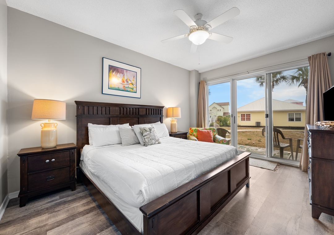 Primary bedroom with king bed