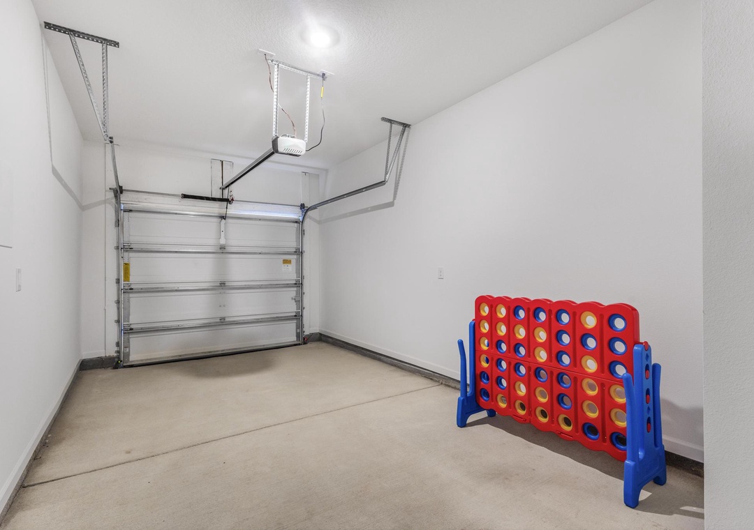 Garage with life-size connect 4