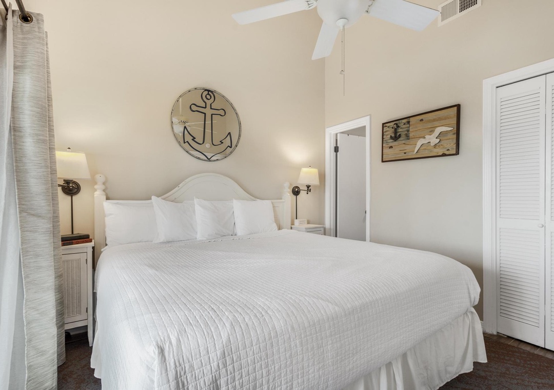 Primary bedroom with king bed