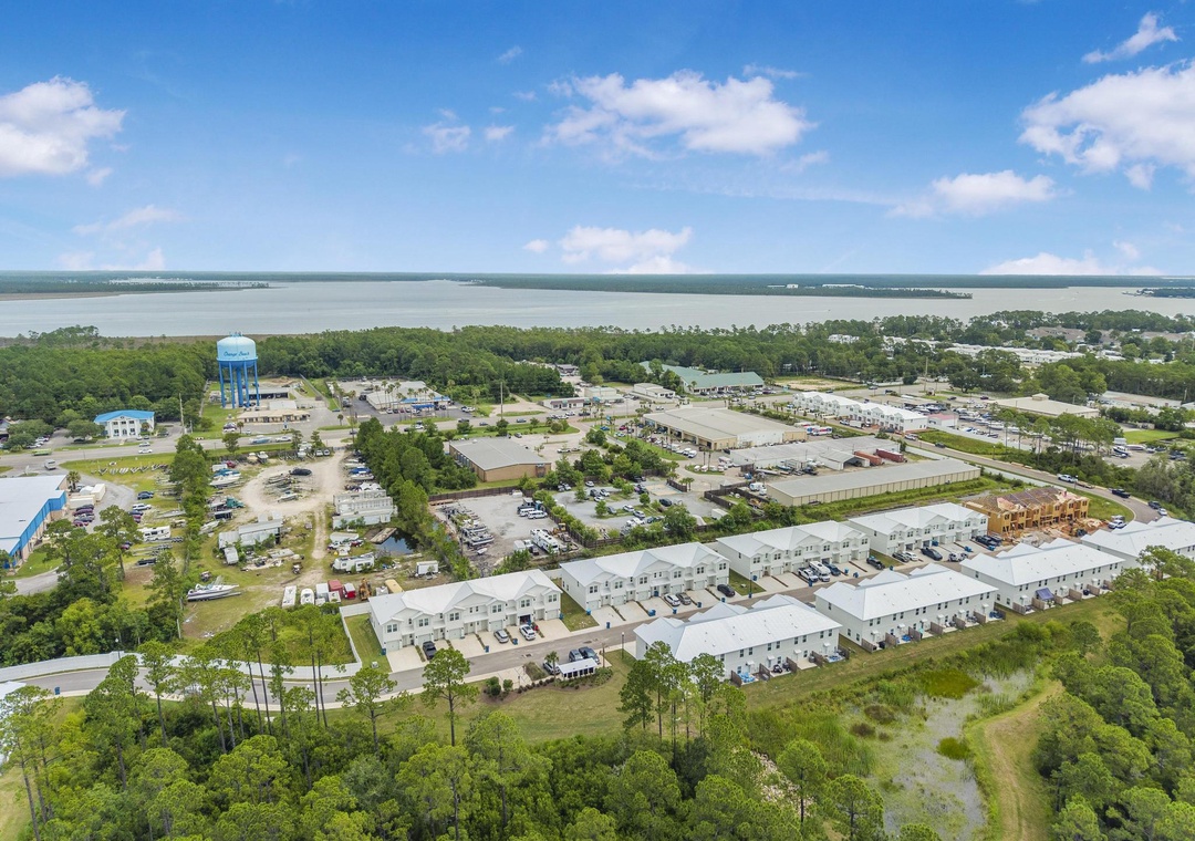 Aerial view of Lost Bay Townhomes