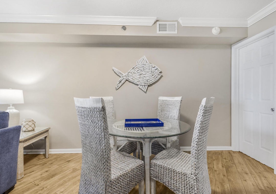 Seating for four at the dining table