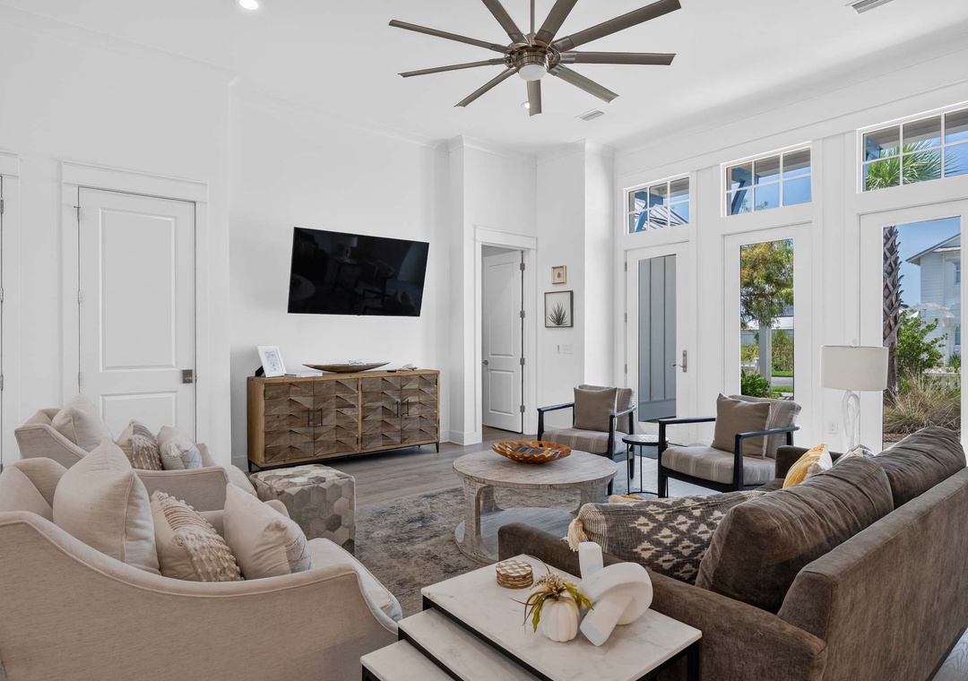 Relax with a movie on the large flat-screen TV