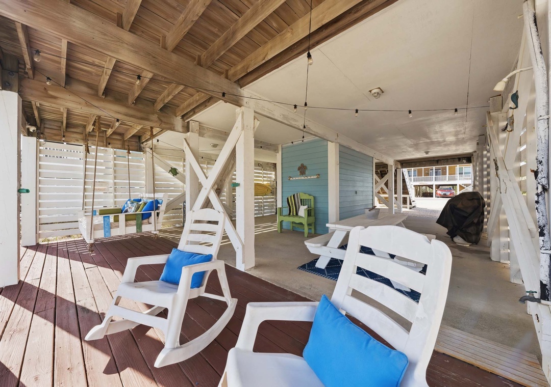 Rocking chairs on the covered patio