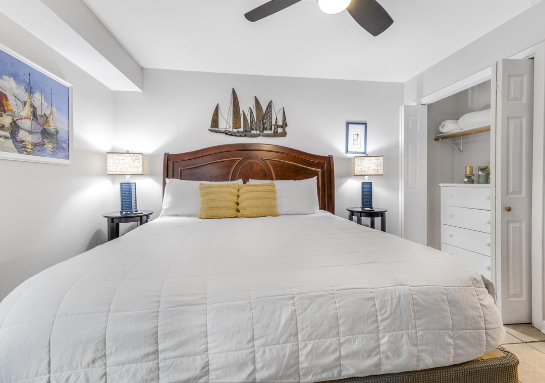 Primary bedroom with king bed