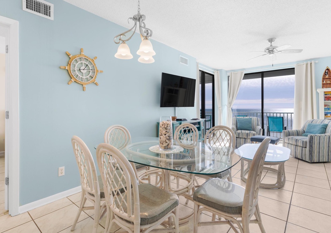 Dining table with seating for six