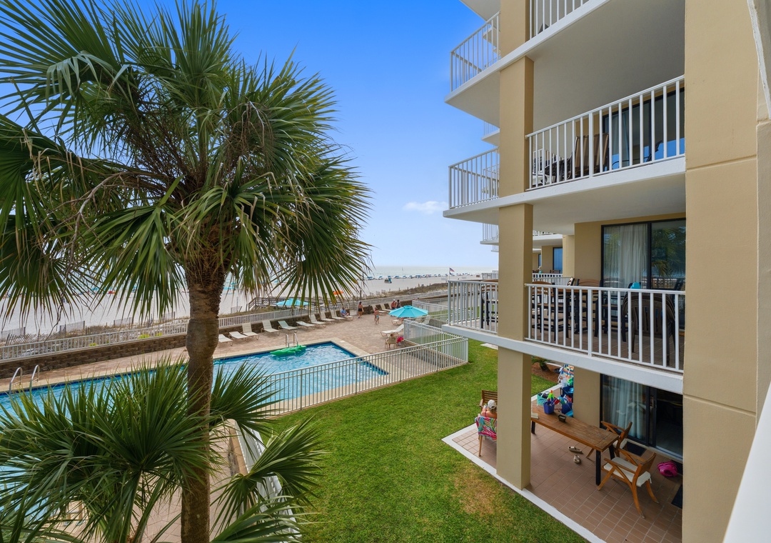 Pool and Gulf views from the balcony