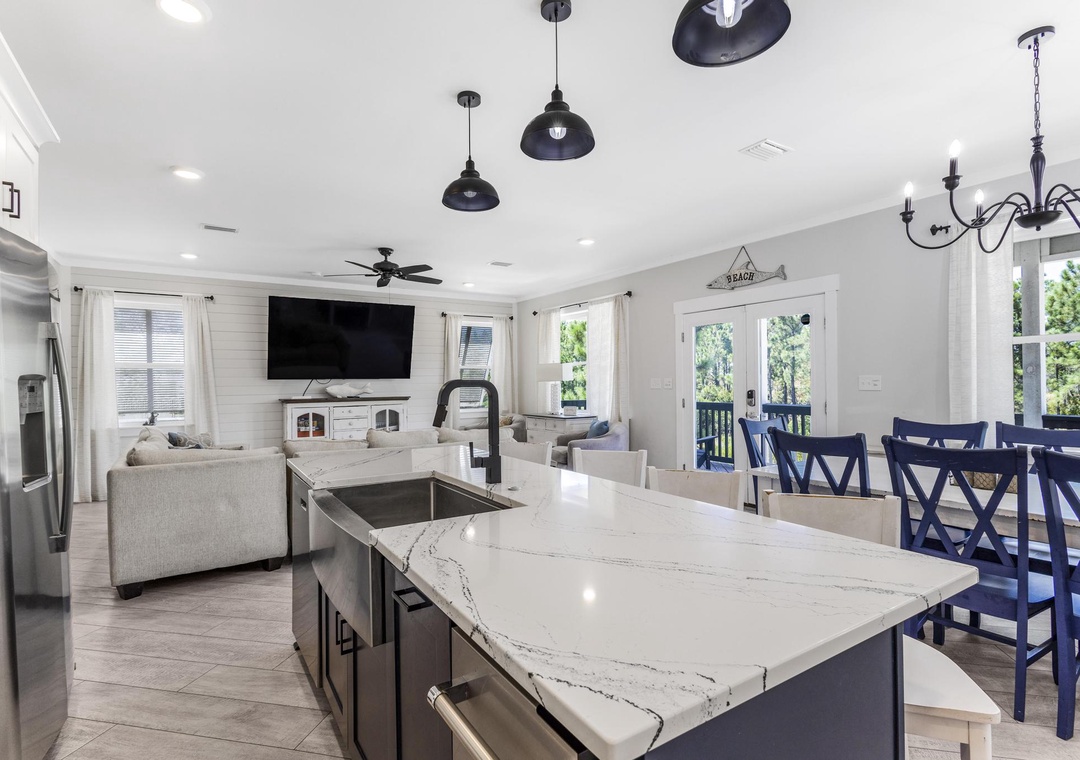 Kitchen and living area
