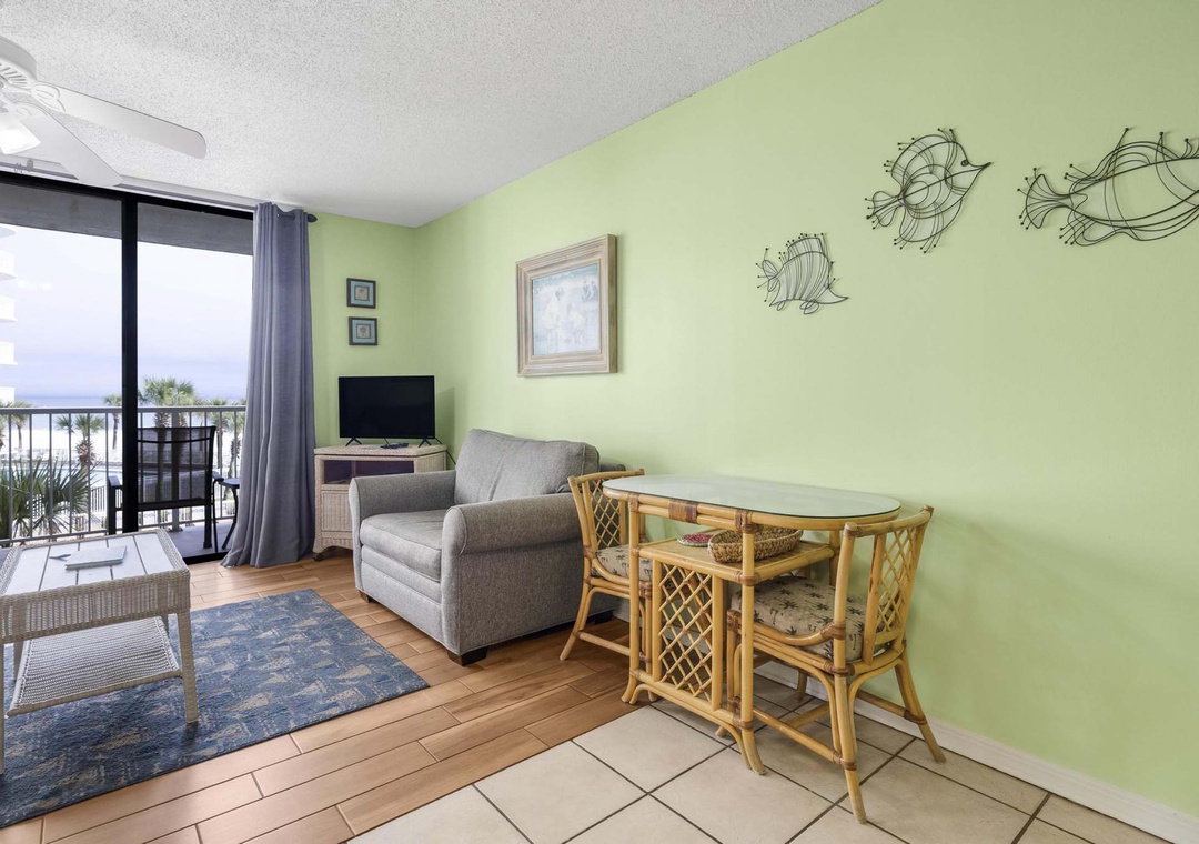 Dining table and living area