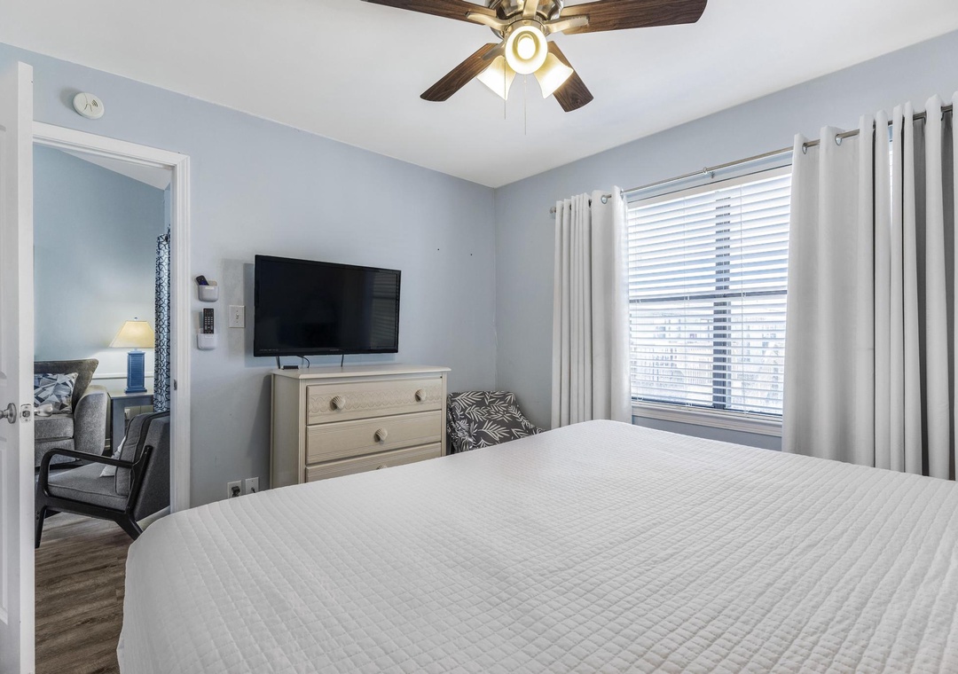 Primary bedroom with flat-screen TV