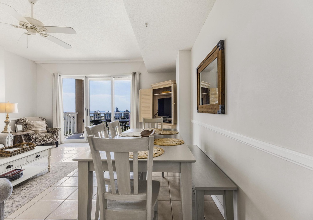 Dining table with bench seating