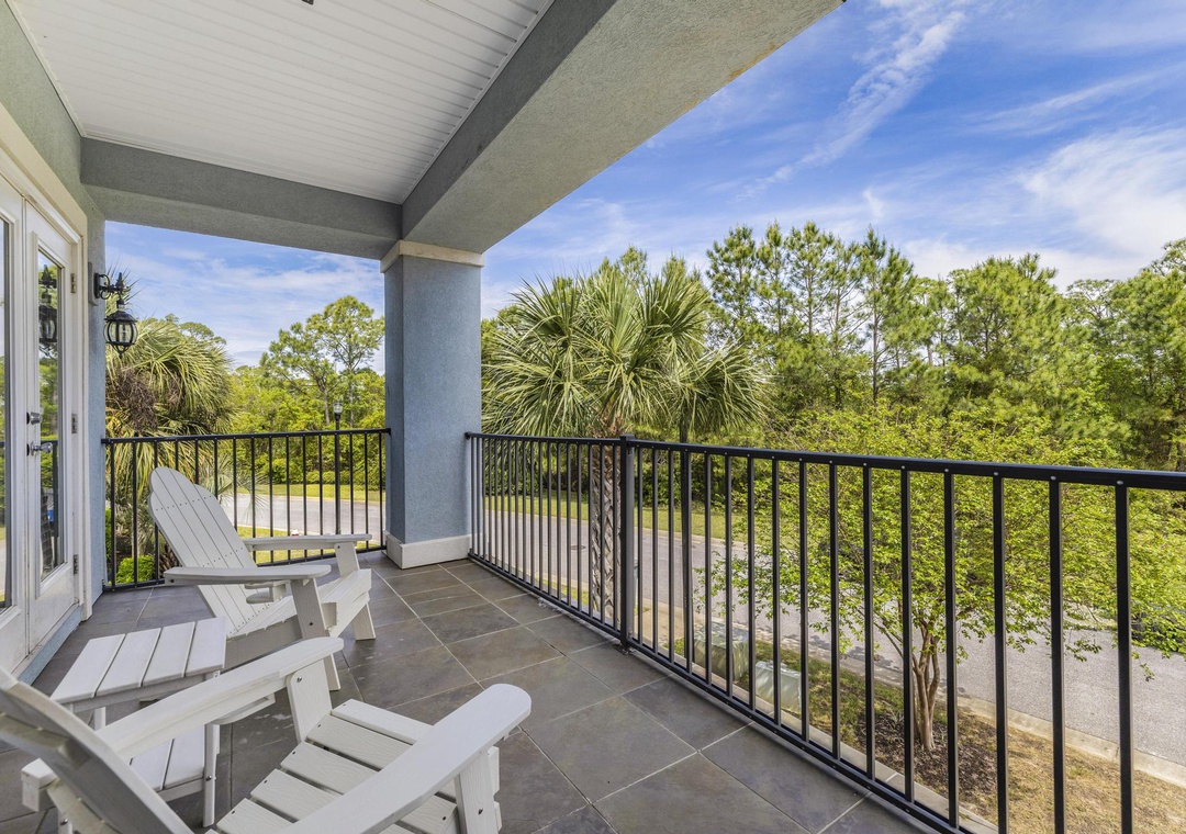 Second floor balcony off of the primary suite