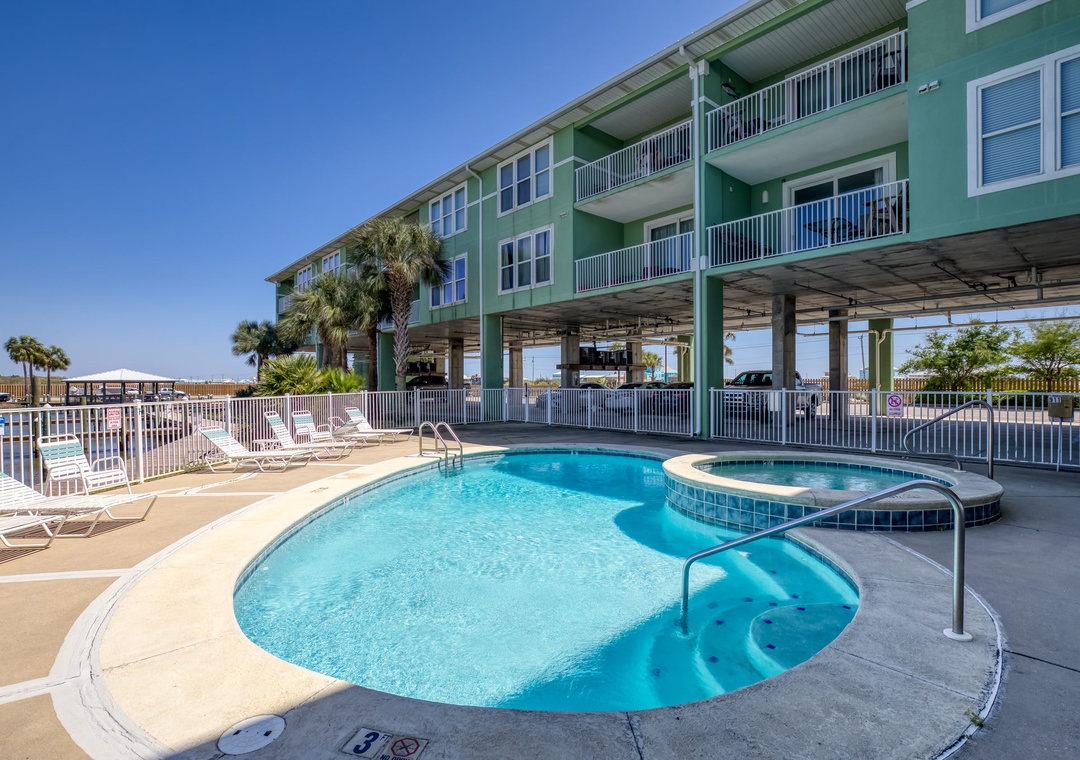 Outdoor pool and hot tub