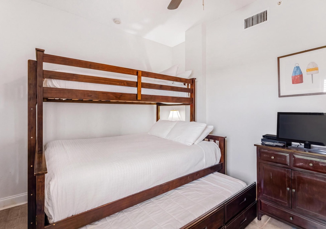 Guest bedroom 2 with twin-over-full bunk bed and twin trundle