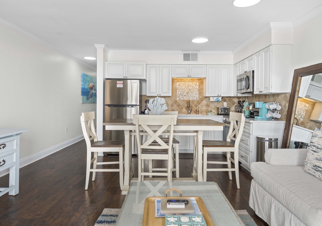 Seating for four at the dining table