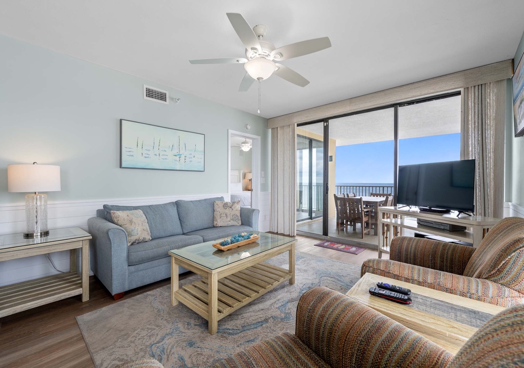 Relax with a movie on the flat-screen TV